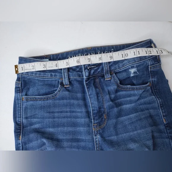 American Eagle Outfitters Women's Jegging  Dark Blue Ripped Skinny Jeans - Picture 8 of 10